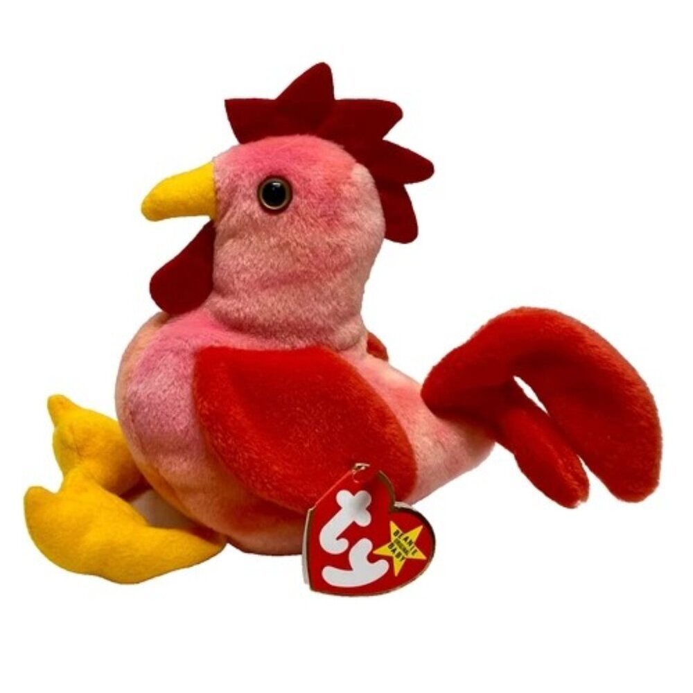 Ty Beanie Baby Doodle Rooster Plush Bird 1996 Retired P. V. C Error 4171 MWMT‎